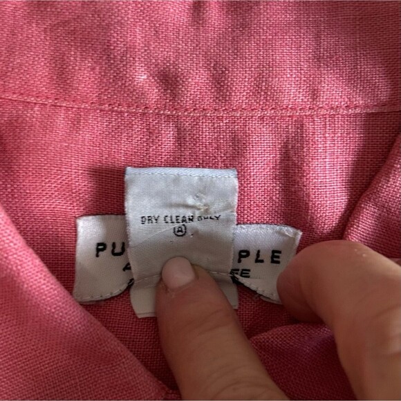 Pure & Simple Button Up Shirt Women Small Coral Linen Tunic Preppy Office Casual - Picture 4 of 12